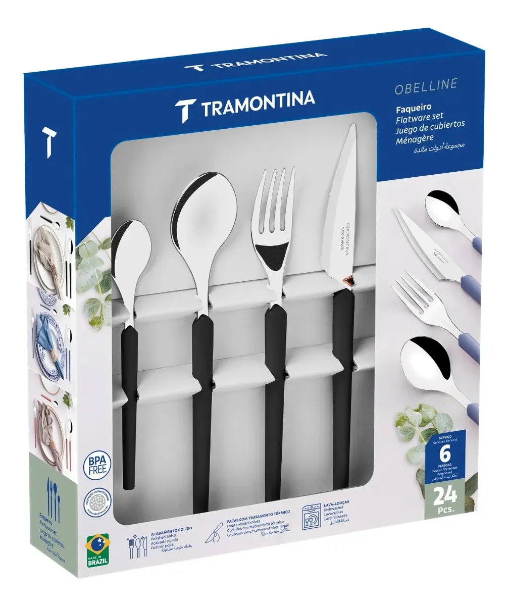 Tramontina Faqueiro 24 Peças Obelline 23599031 Preto