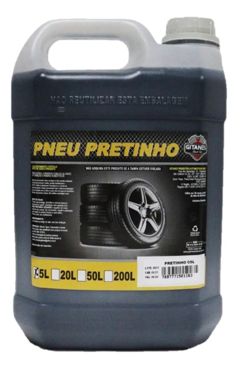 Pretinho Abrilhantador Liquido Para Pneus 5 Litros Gitanes - foto 2