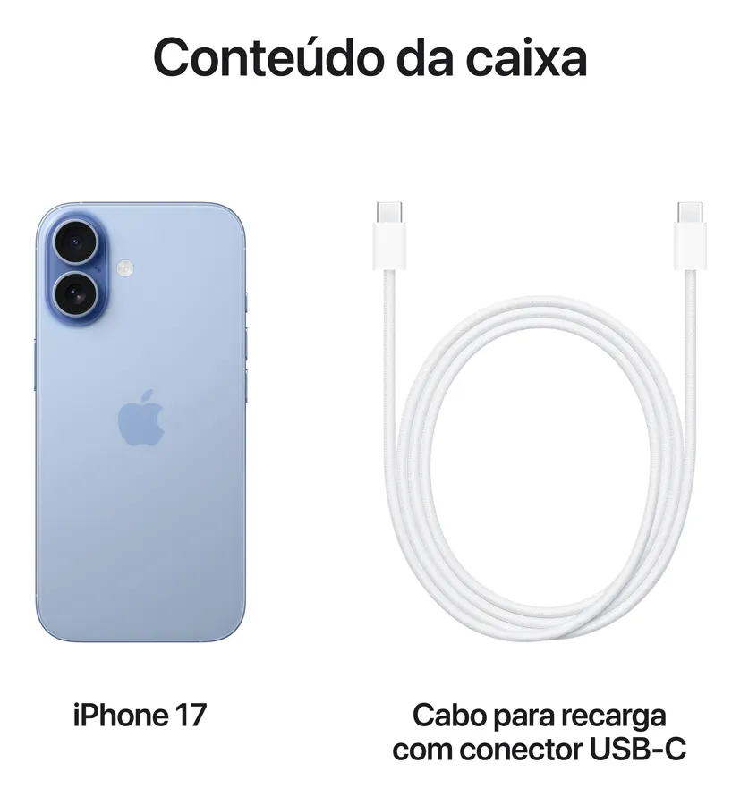 Imagem adicional 7 do item Apple iPhone 17 A3258 eSIM 256GB 8GB RAM de 6.3" 48+48MP 18MP - Mist Blue