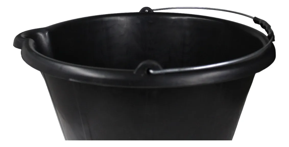 2 Balde Plástico Extra Forte Alça 12 Litros Construção Civil Preto - Imagem 3