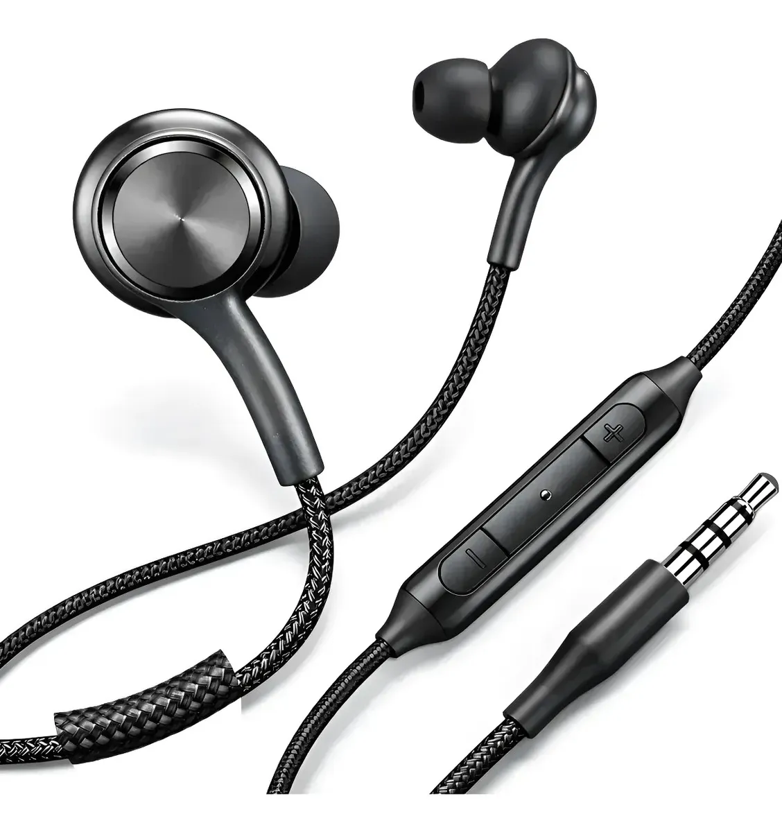 Fone de ouvido P2 com fio, microfone e controle, nylon reforçado