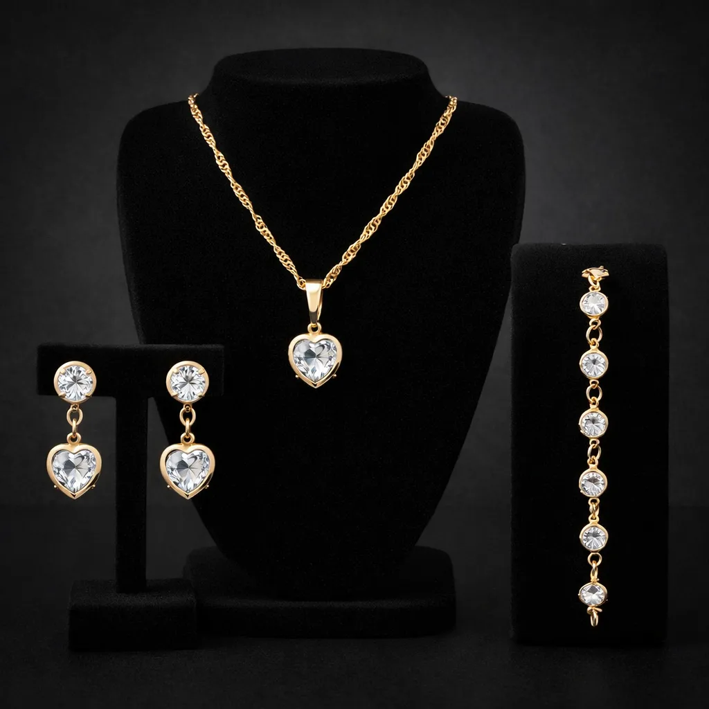 Corrente Feminina+ Pulseira+ Par De Brincos Folheados A Ouro cordao feminino