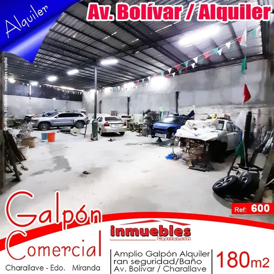Galpon Charallave. Galpón Comercial Av. Bolivar De Charallave 180m2 / Full Seguridad