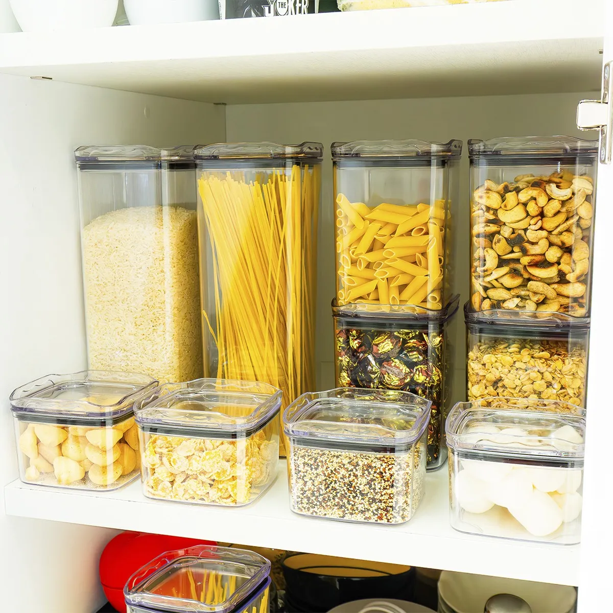 Kit 12 Potes Herméticos Porta Mantimentos Quadrado Cozinha Cor Transparente - Imagem 2