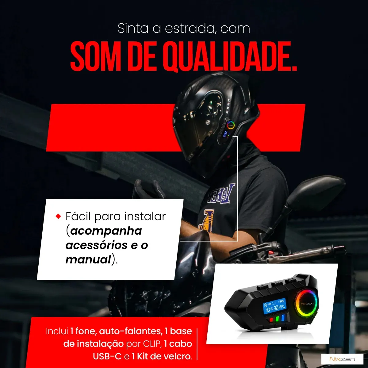 Fone De Ouvido Capacete Bluetooth Moto Comunicador Sem Fio Lançamento Com Visor Fm Microfone Rgb Headset Wireless Nixzen