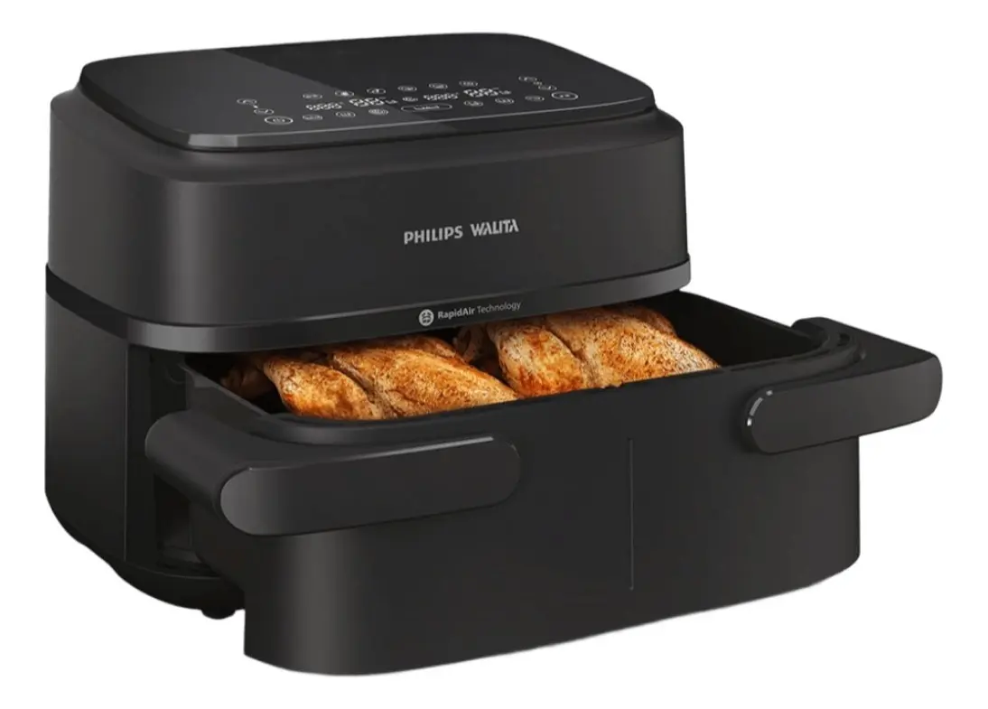 Fritadeira Airfryer Philips Walita Série 1000 Duplo Cesto 7,1L Preta - NA150