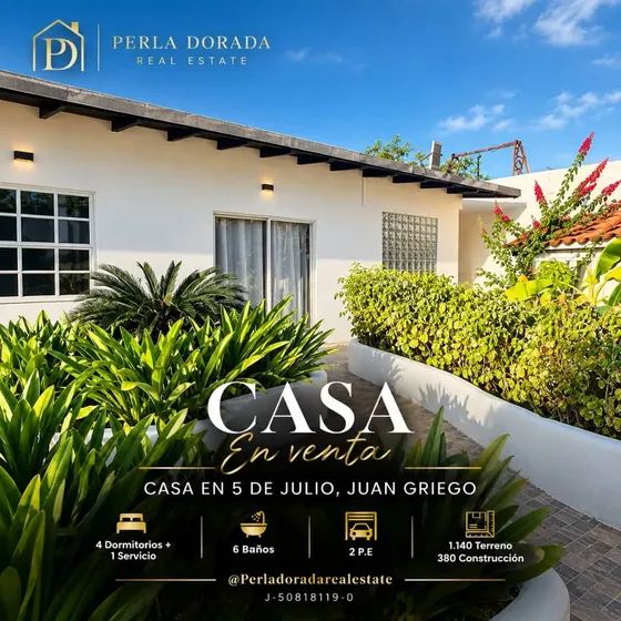 Perla Dorada Real Estate Presenta Casa En Venta En La 5 De Julio De Juan Griego.