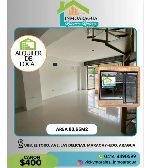 Alquiler Local/el Toro/ave.las Delicias/maracay/vm239