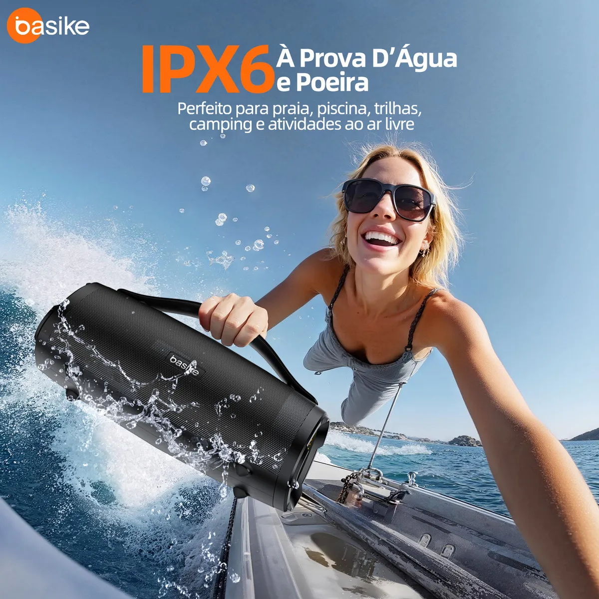 Caixa Bluetooth Portatil, Subwoofer Ativo, Boombox, 160w, Bluetooth 5.4, Estéreo Hifi, Tws 1+1, 10000mah, Bateria 15 Horas(65b Spl), Ipx6, Com Rgb, Powerbank Para iPhone E Samsung, Cor Preto - Imagem 3