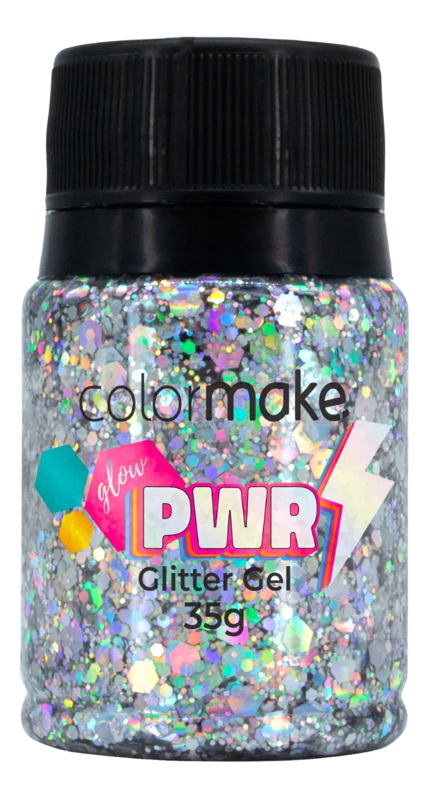 Glitter Gel Glow Power Colormake Carnaval Festa Efeito 35g - Prata