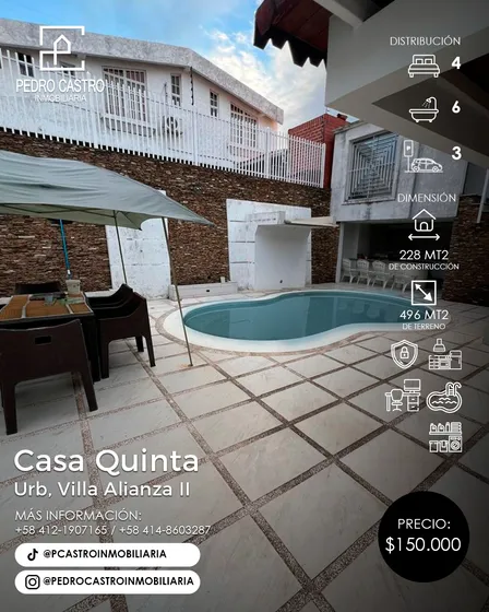 Venta De Casa Con Piscina Urbanización Villa Alianza, Puerto Ordaz, Guayana, Venezuela