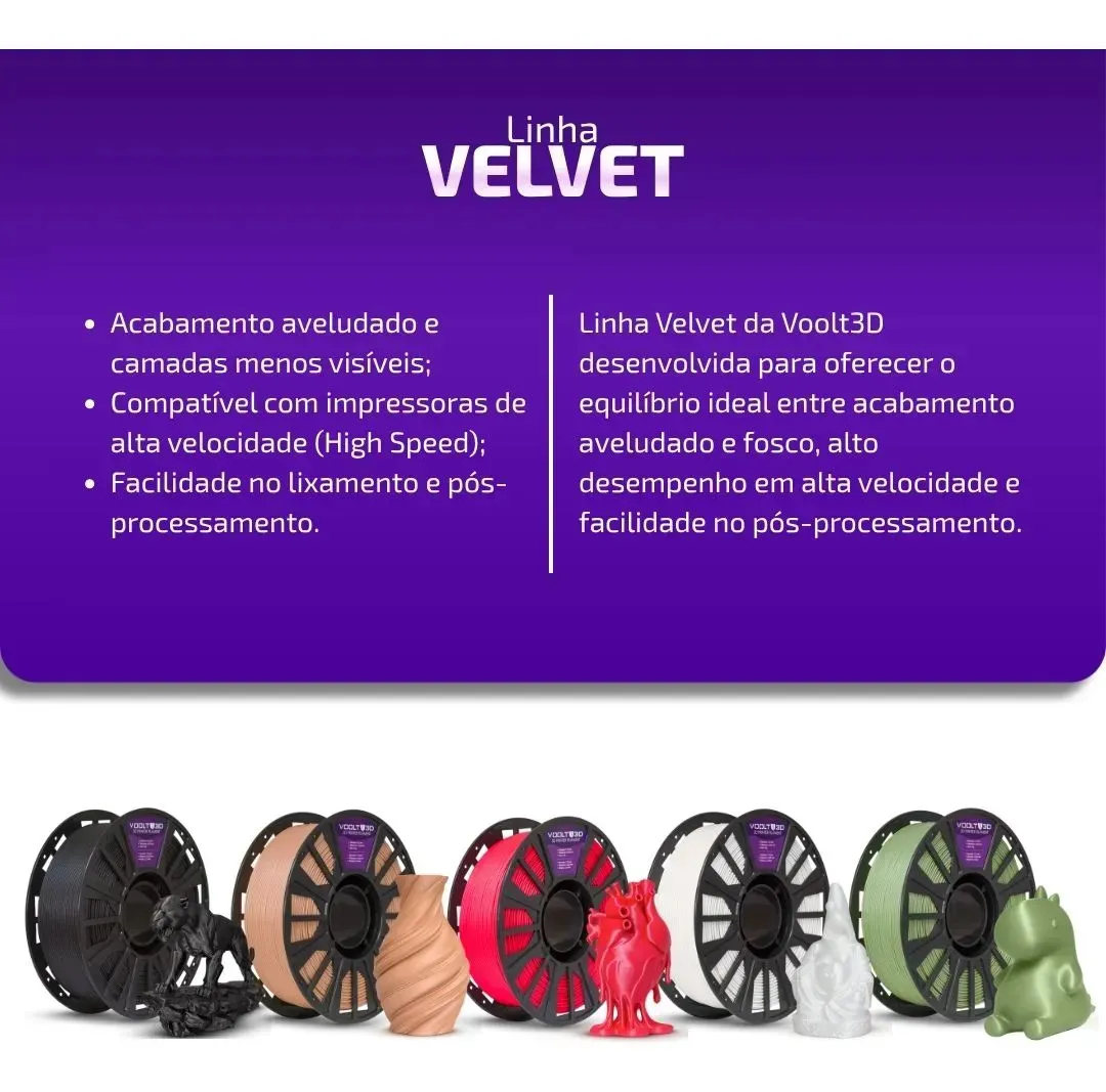 Filamento Pla Branco Velvet 1kg - Premium Voolt3d High Speed.