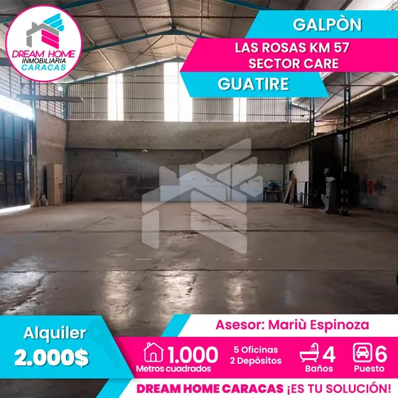Galpòn En Alquiler Ubicado En Guatire Las Rosas Km 57 Sector Care