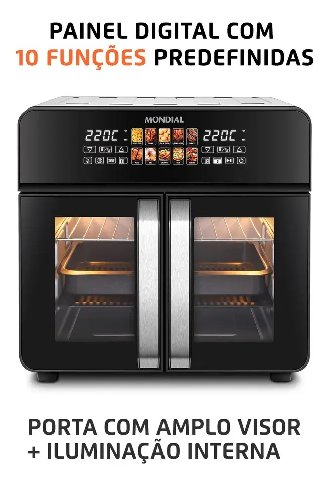 Air Fryer Forno 25l French Door Mondial - Afdo-25l-fd Preto 127v - imagem 4