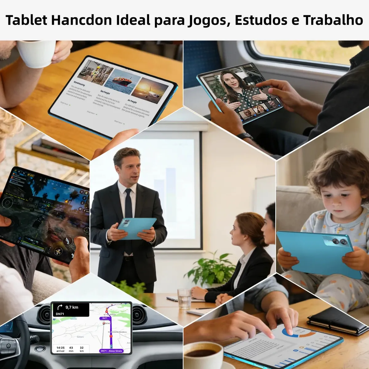 Tablet Android 15 Hancdon Tab Kit Completo Ram 16gb 512gb 12,8'' Hd Tela Apoia Wifi 2,4/4g/5g Dual Sim Bateria 8800mah... Lilás