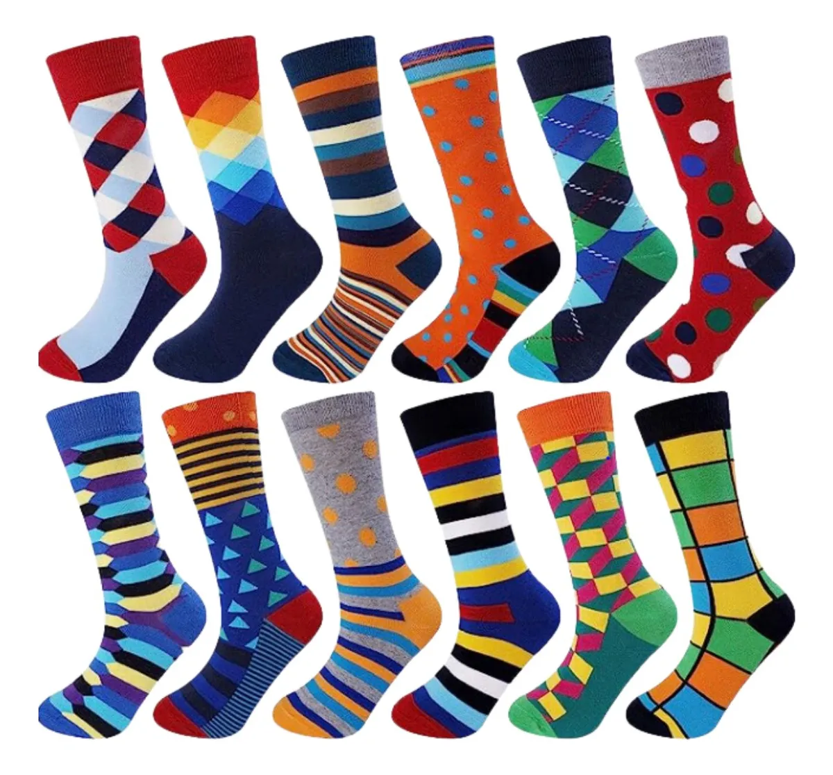 12 Pares Calcetines Divertidos Con Diseños Unisex