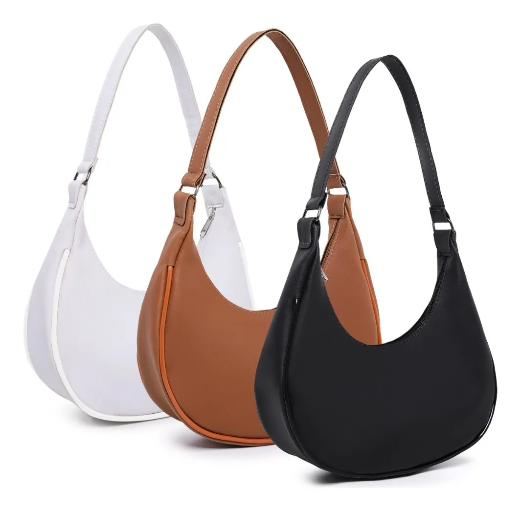 Kit 3 Bolsa Feminina Meia Lua De Ombro Bolsa De Mão