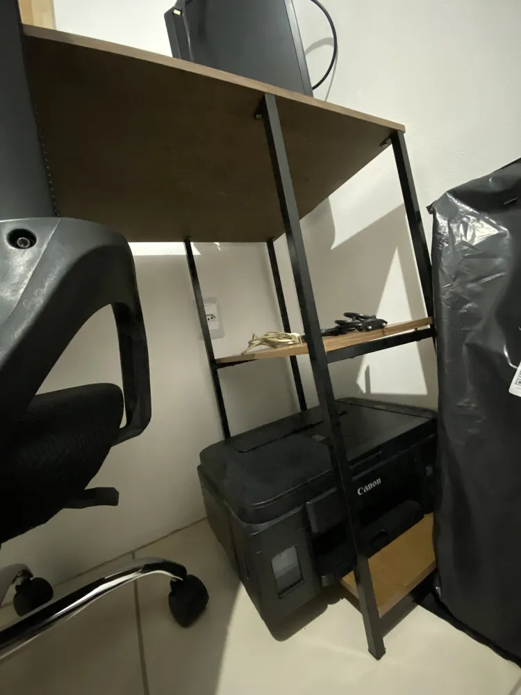 Mesa Escrivaninha Office Estudo Estilo Industrial Klm Store. Cor Preto - Off White - Imagem 3