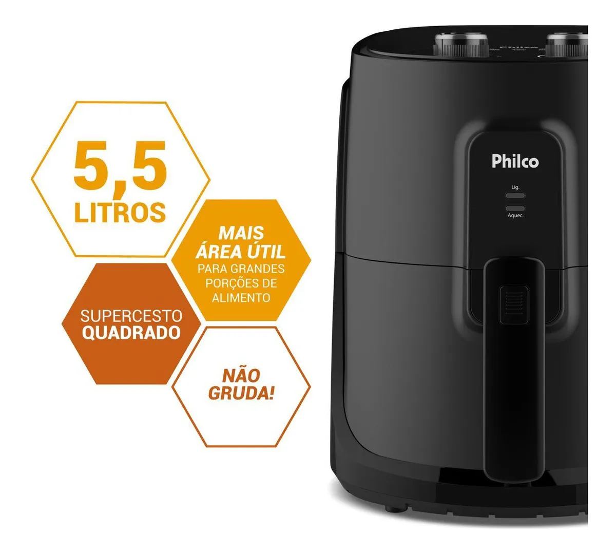 Air Fryer Philco 5,5l Cesto Quadrado 1500w Paf55a Cor Preto - Imagem 4