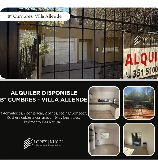 Alquiler Duplex Villa Allende 3 Dormitorios