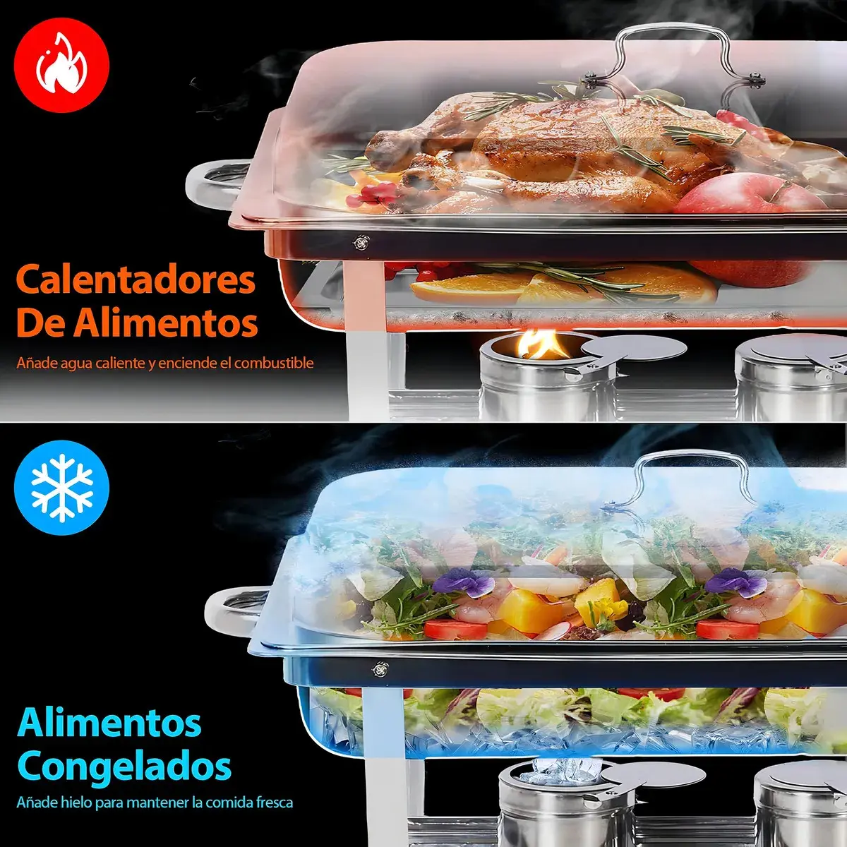 Rechaud para Buffet em Aço Inoxidável com 3 Cubas — foto 3
