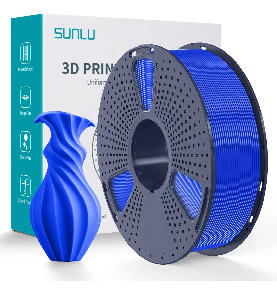 Filamento Pla Sunlu Para Impresora 3d De 1.75 Mm Y 1 Kg Color Azul