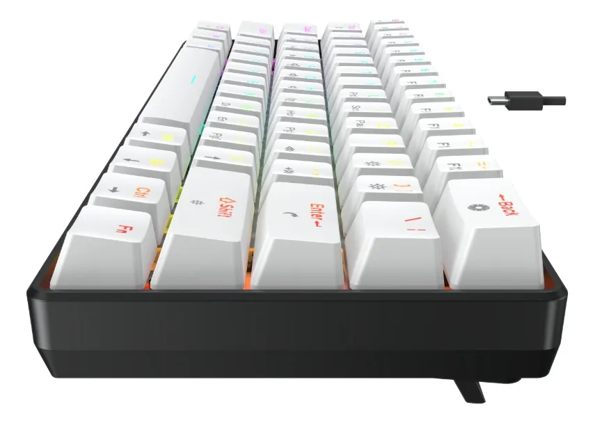 Teclado Mecânico Gamer Force One Atlas 60% RGB Switch Huano Red Branco - Imagem 4