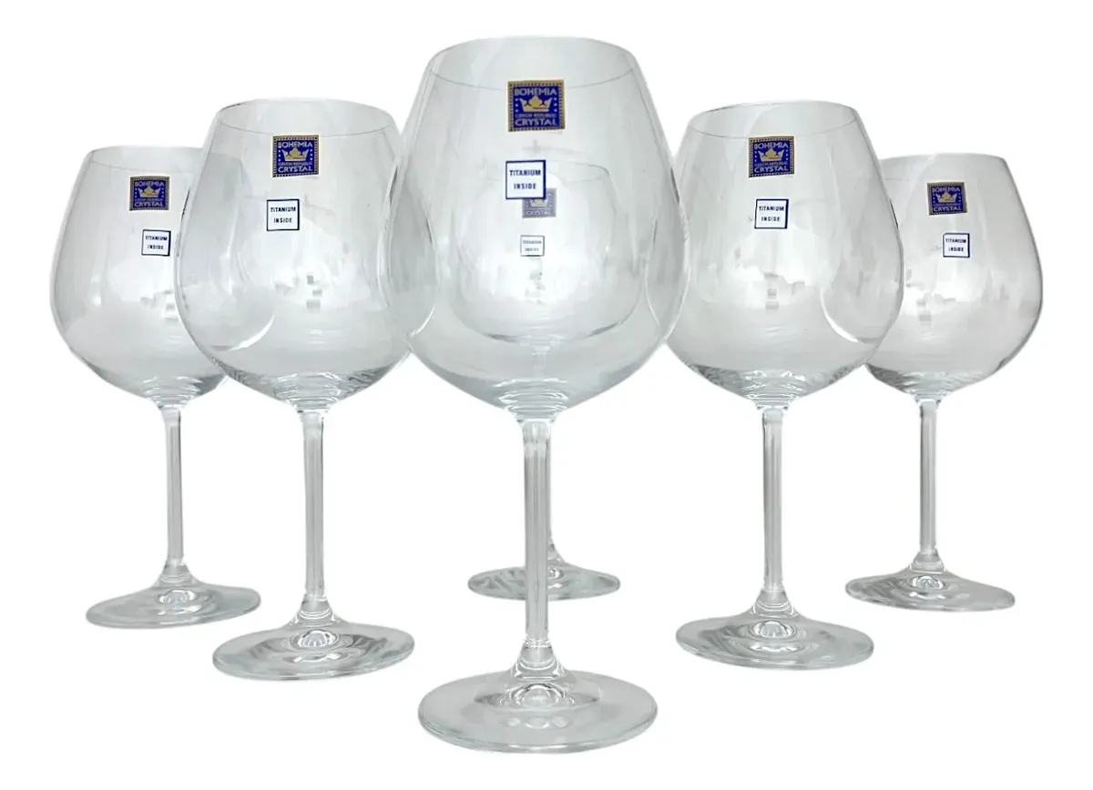 Jogo 6 Taças De Cristal Bohemia Para Vinho Tinto 650ml