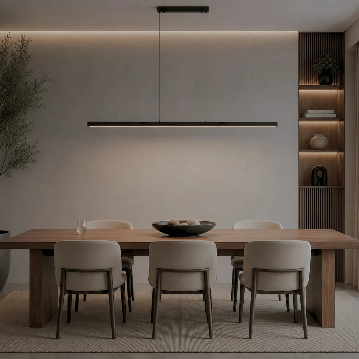 Pendente Luminária Moderna De Led Linear 150cm Bivolt Preto
