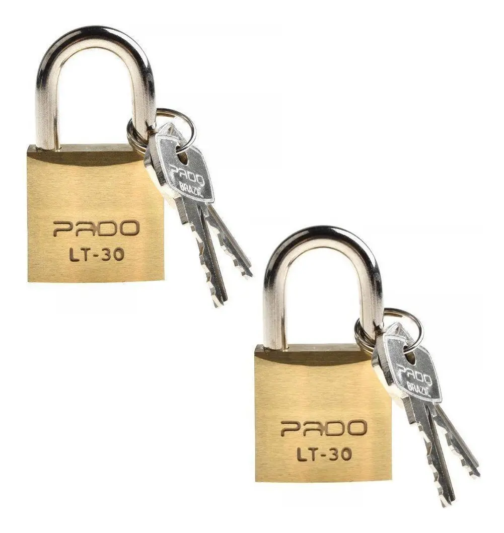 2 Cadeados Pado Lt 30mm 4 Chaves Não Enferruja Resistente