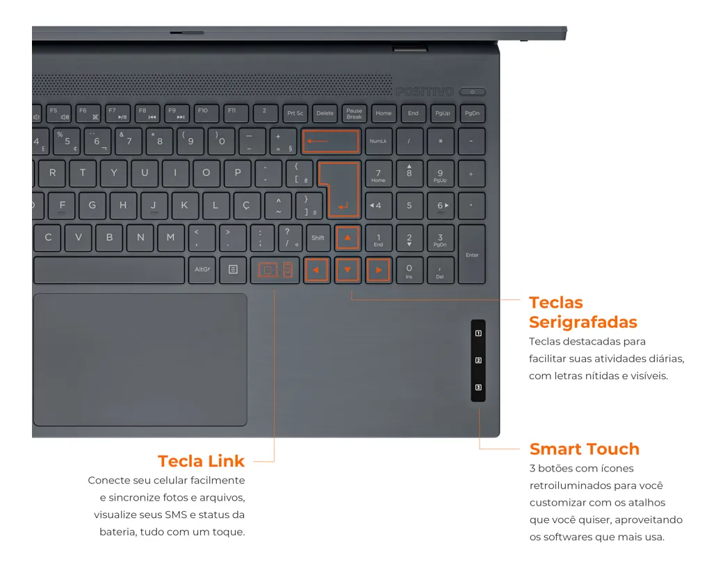 Notebook Positivo Vision C15 Lumina Bar Celeron 4gb 128gb Emmc Tela 15 Hd Antirreflexo Windows 11 Tecla Link Cinza - Imagem 3