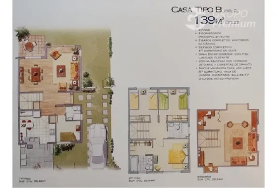 Casa Pareada De 4d 3b, 3 Pisos, 139/175 M2, La Florida