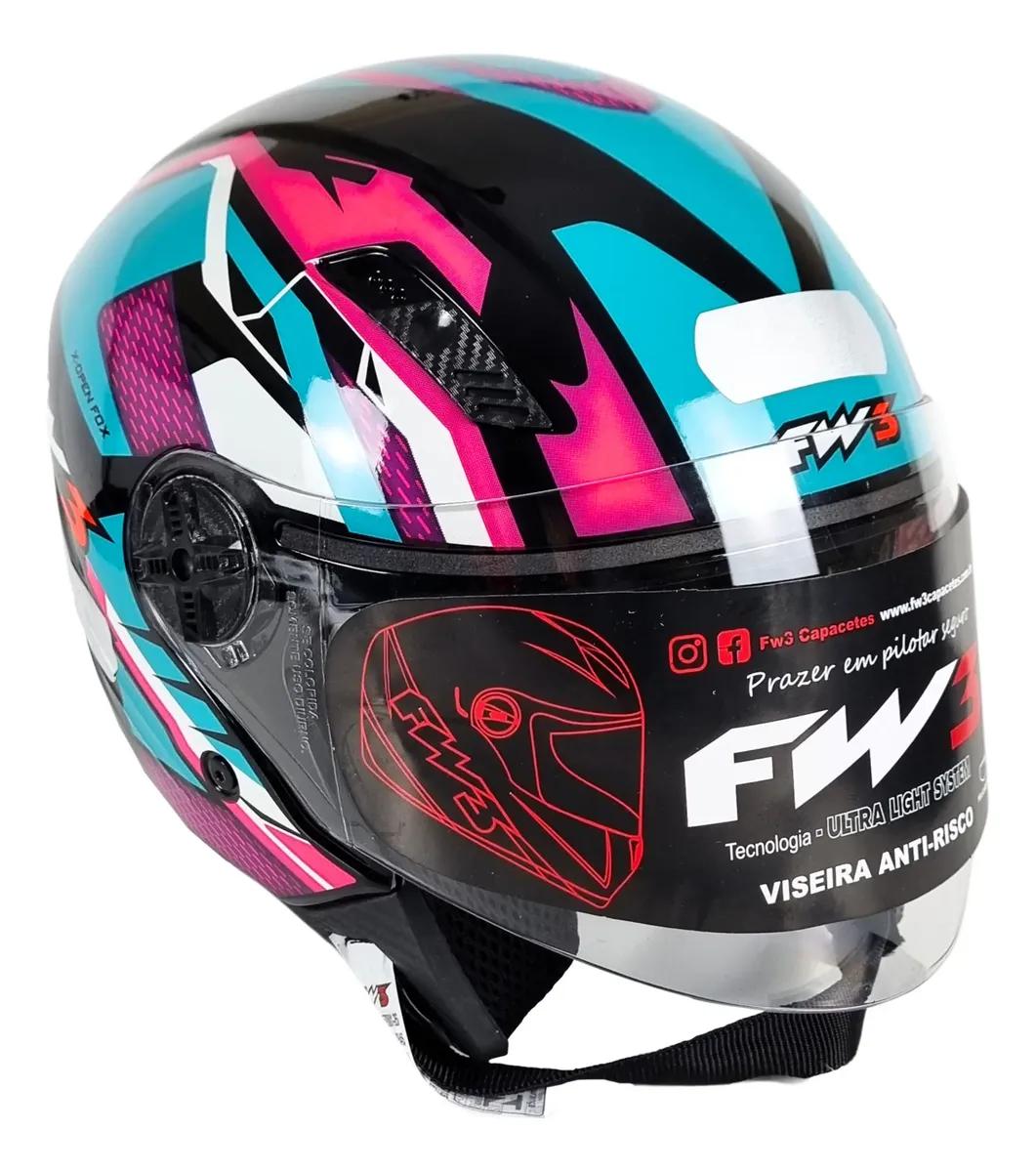 Capacete Fw3 X Open Up Fox Com Oculos Interno — foto 2