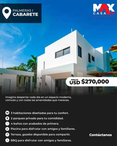 Villa De Oportunidad En Venta Ub. Cabarete| Usd270,000