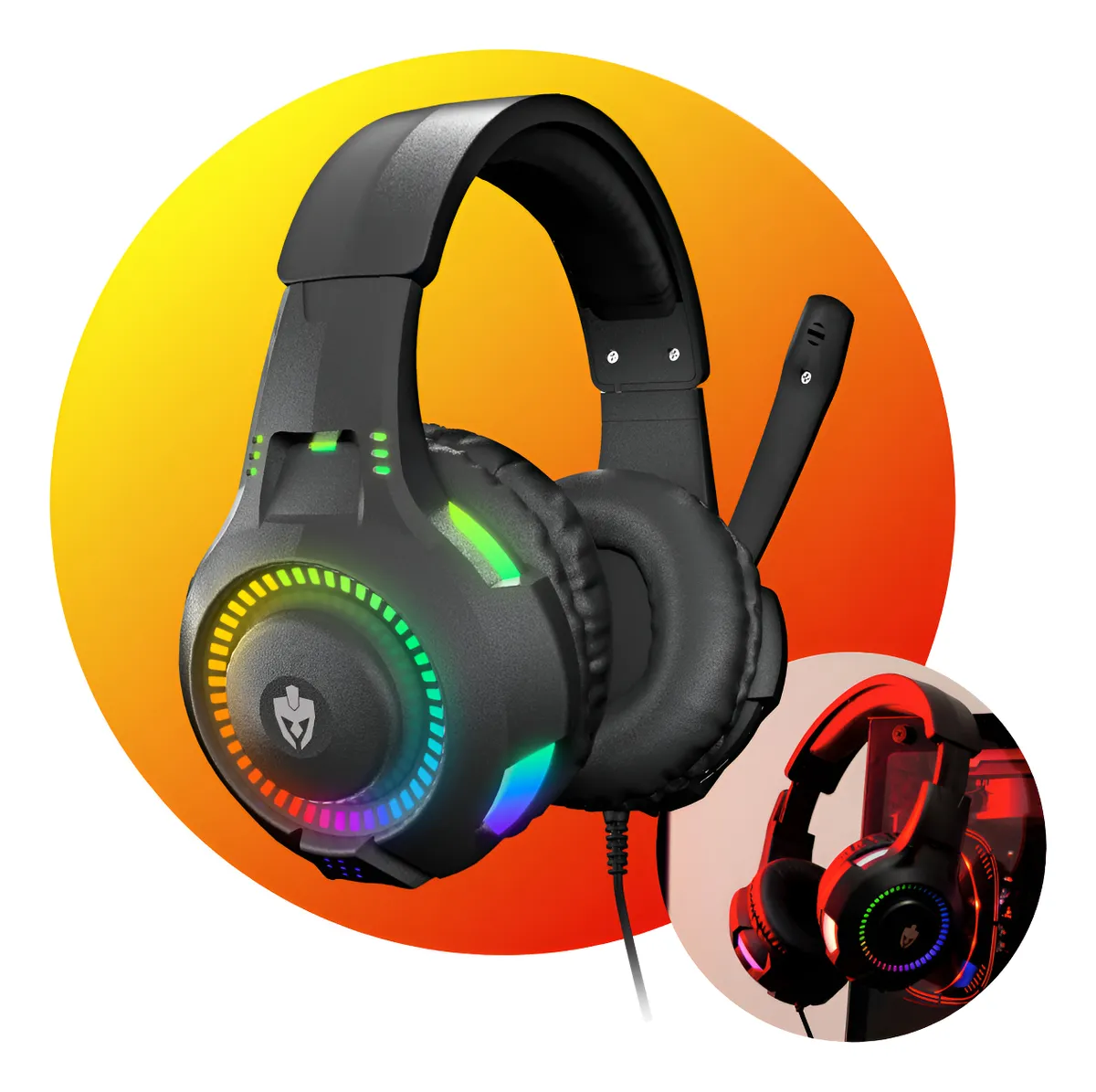 Fone De Ouvido Headset Gamer Rgb Led Pc Computador Vídeogame