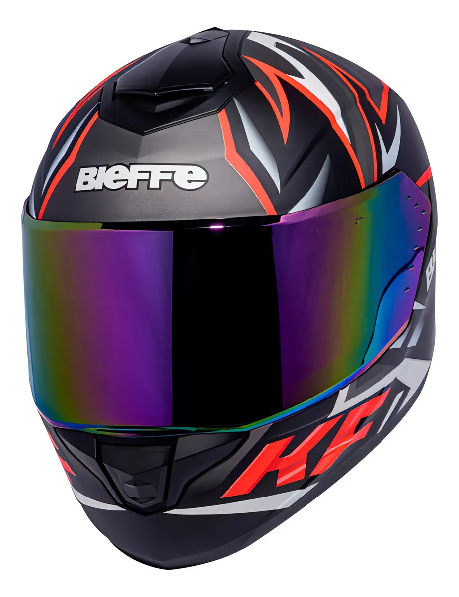 Capacete De Moto Bieffe Masculino Feminino Fechado Esportivo Tamanho Do Capacete 58 Cor B-12 Kf Preto Fosco E Vermelho - Imagem 4
