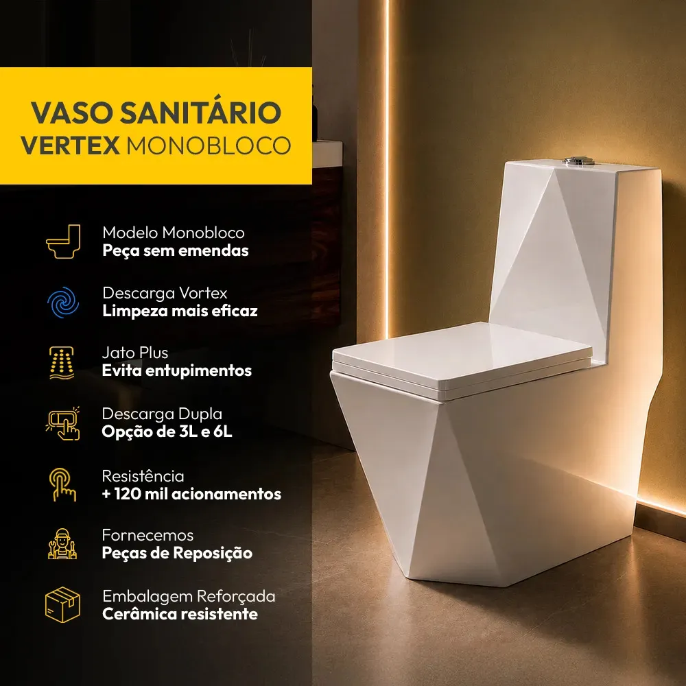 Vaso Sanitário Monobloco Vertex Completo Com Caixa Acoplada