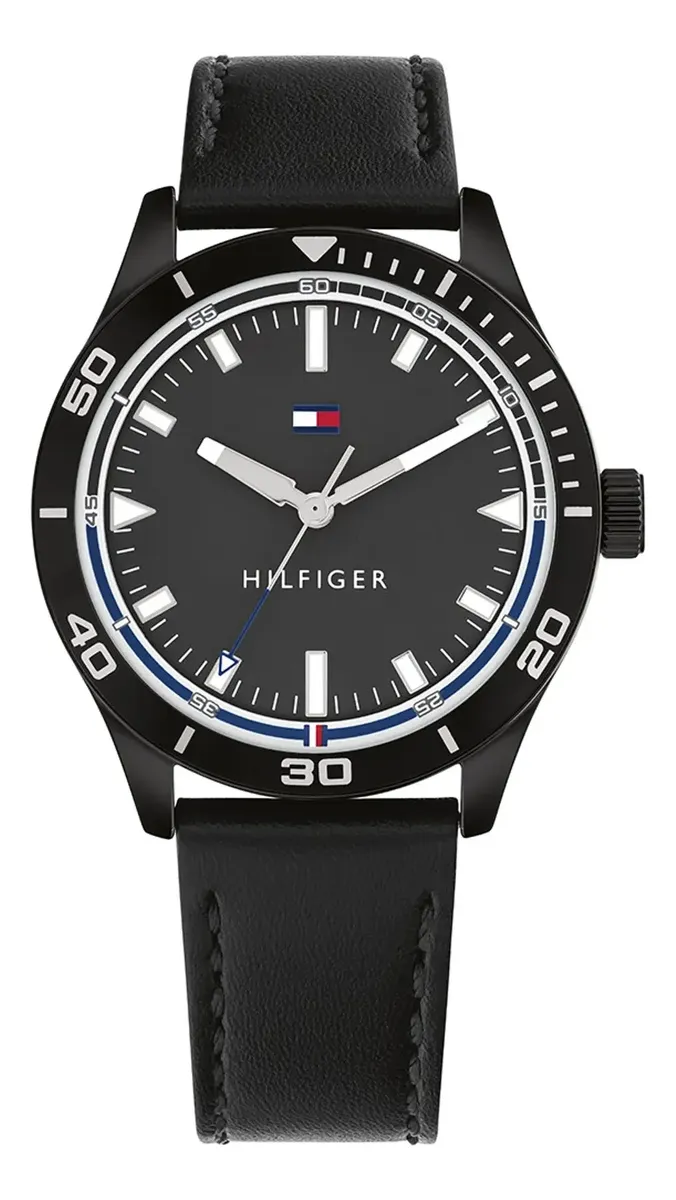 Relógio Tommy Hilfiger Toc Masculino Em Couro Preto 1791819