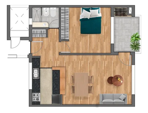 Departamento En Venta La Plata 1 Dormitorio Balcon