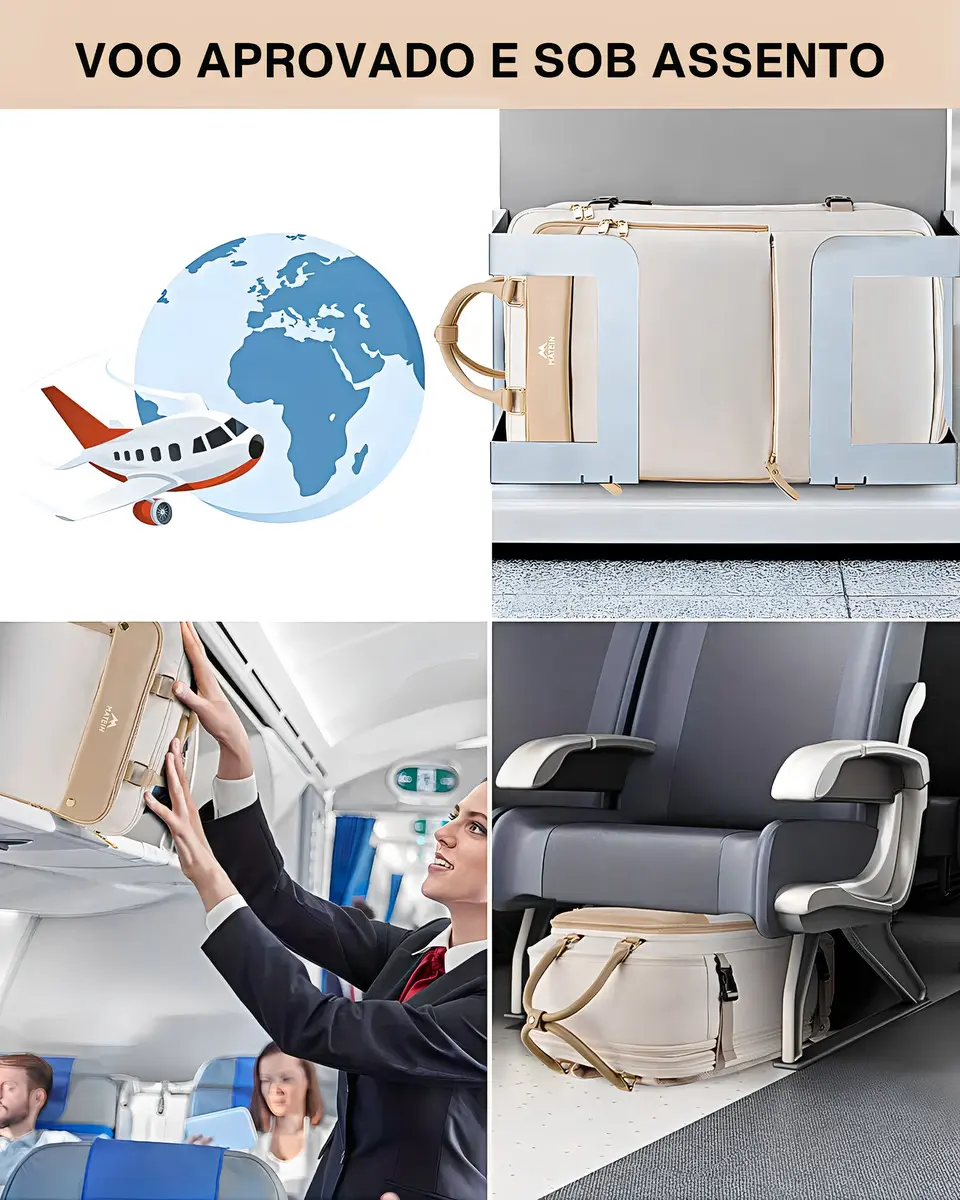 Kit 2 Malas de Viagem – 10 e 23 Kg, Padrão ANAC, Cadeado com Senha, Apoio Lateral e Rodas 360° -Emborrachadas