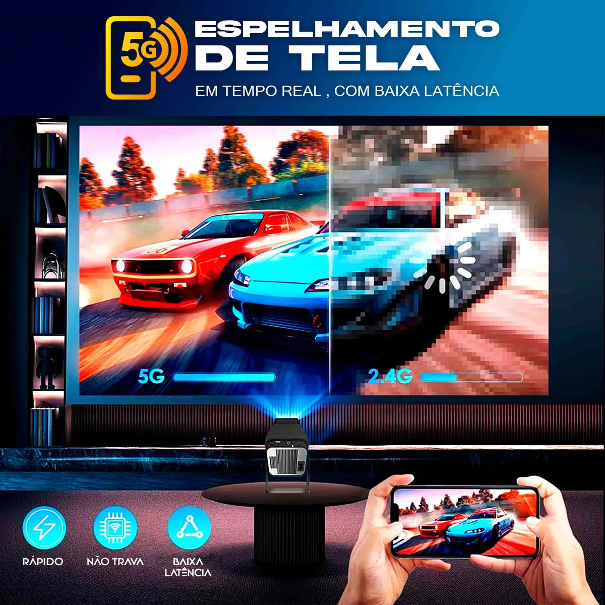 Projetor Hy320 Smart Tv Mini Wifi6 390ansi Android Cor Preto Bahrein