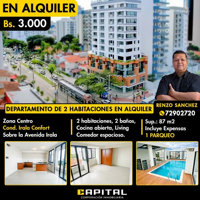 Departamento De 2 Habitaciones En Alquiler