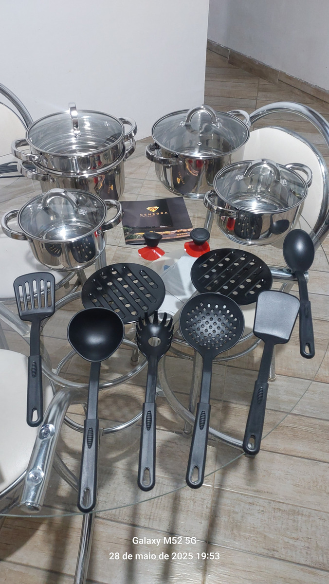 Jogo De Panelas Genebra 19 Peças Inox – Promoção