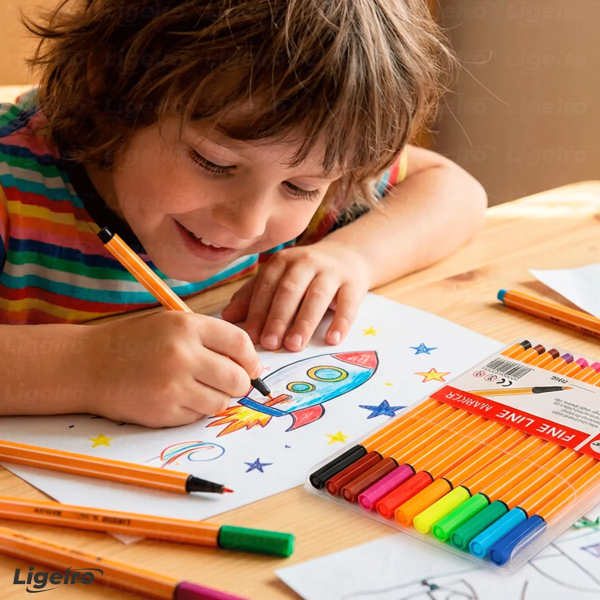 Kit Caneta Fine Line Cores Ponta Fina 0.4mm Cor Da Tinta Kit 12/24/36/48 Cores Kit 12 Cores - Imagem 3