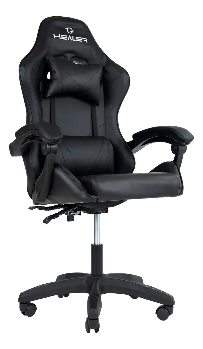 Cadeira Gamer Lancer Preta Healer Preto Couro Sintético