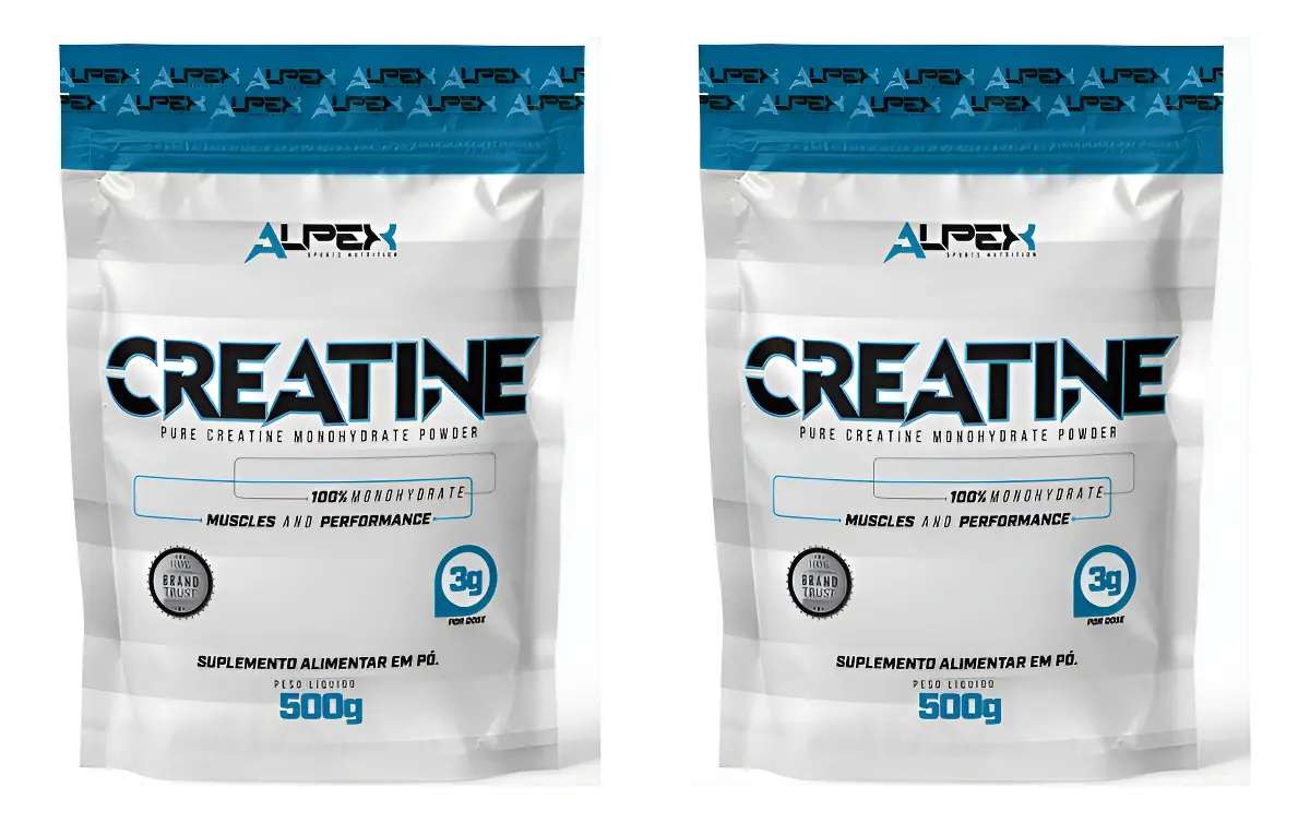 Kit Creatina 100% Pura 1kg (2und 500g) - Alpex Nutrition Sabor Sem Sabor