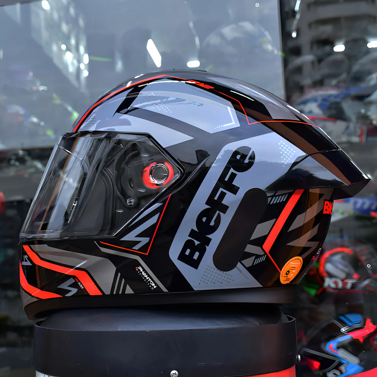 Capacete Bieffe B12 Phanton Esportivo Preto Moto Aerofolio Cor Preto Vermelho Brilho Tamanho Do Capacete 60 Preto/vermelho Brilho 60 - Imagem 4