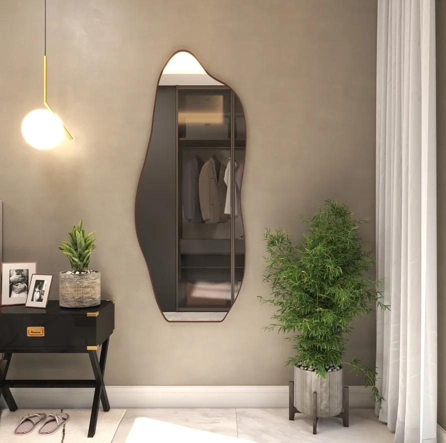 Espelho 100×50 Orgânico Corpo Inteiro Grande Moldur Caramelo