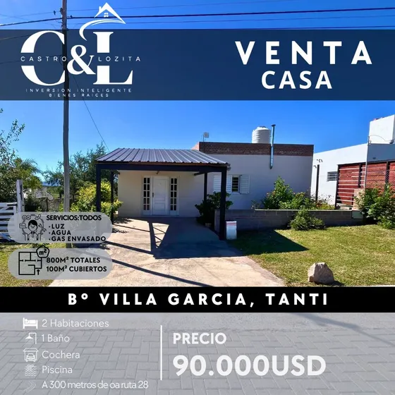 Casa De 2 Dormitorios Con Piscina Y Cochera En Villa Garcia, Tanti