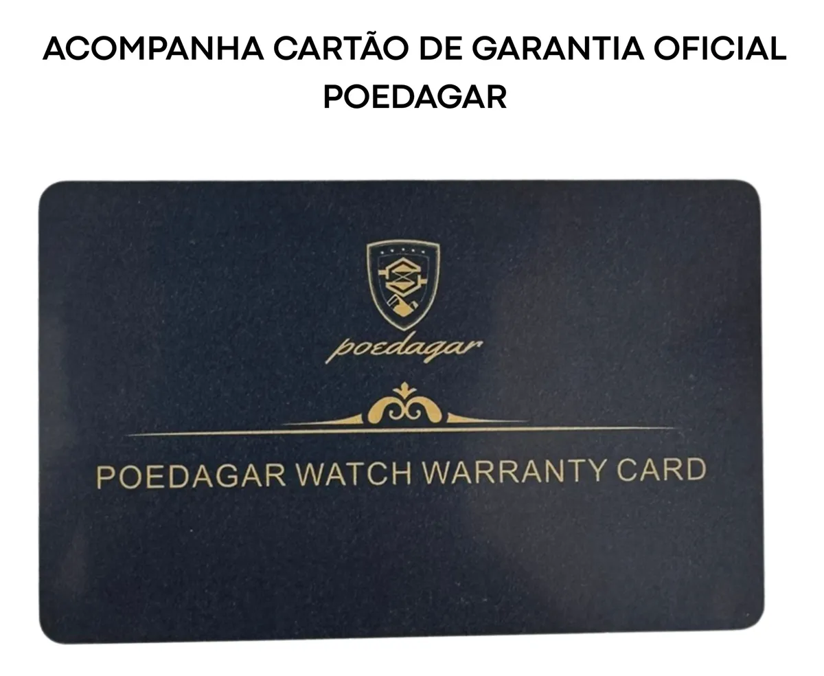 Relógio Poedagar De Luxo Aço Com Caixa E Ajuste De Pulseira Cinza Prateado Azul - Imagem 4